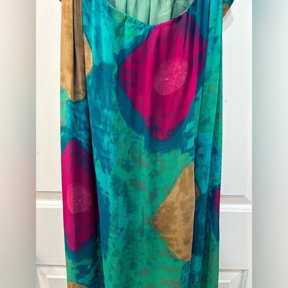 NWT Zara Beaded Halter Maxi Dress Sz M Bold‎ Watercolor Crochet Boho Free Spirit - Picture 3 of 12
